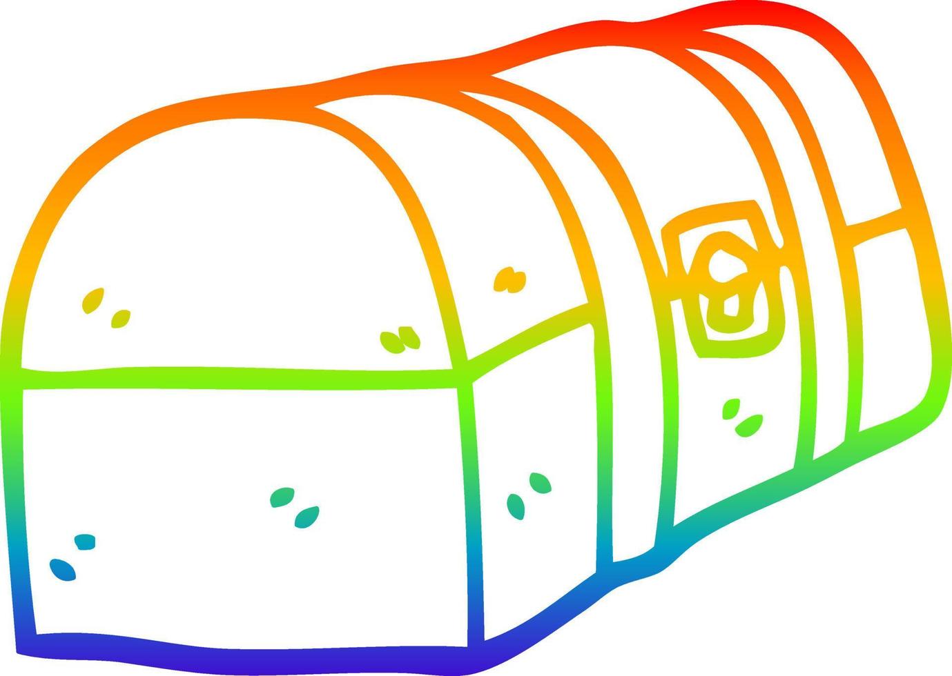 rainbow gradient line drawing cartoon trunk box vector