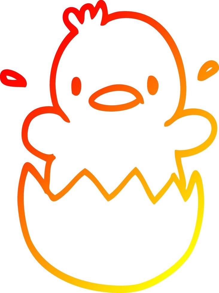 warm gradient line drawing cute cartoon chick vector