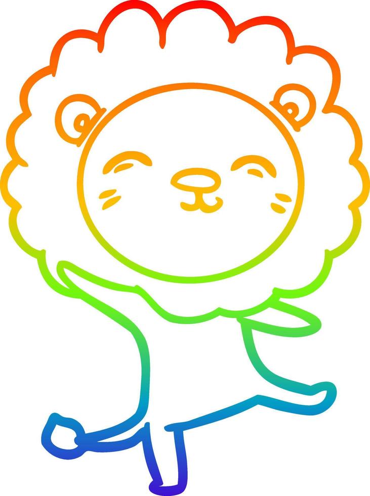 rainbow gradient line drawing cartoon lion vector