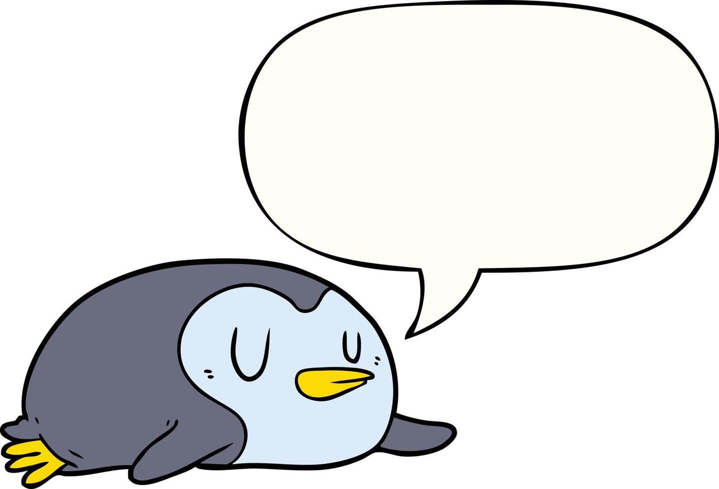 caricatura, pingüino, y, burbuja del discurso vector