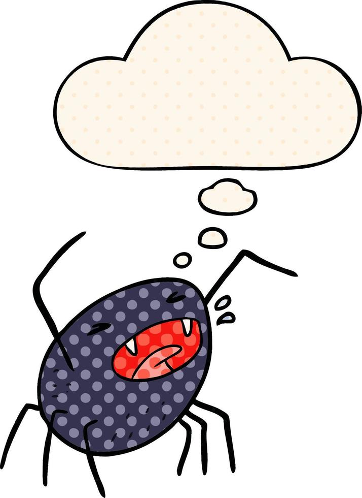 cartoon spider and thought bubble in comic book style vector