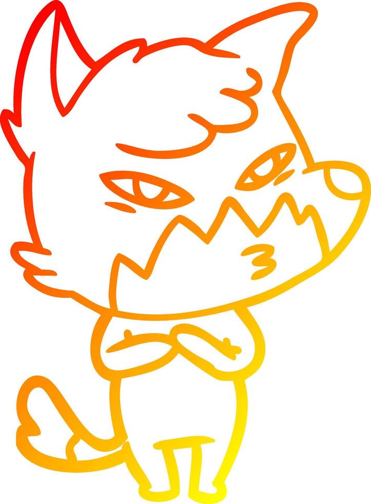 warm gradient line drawing clever cartoon fox vector