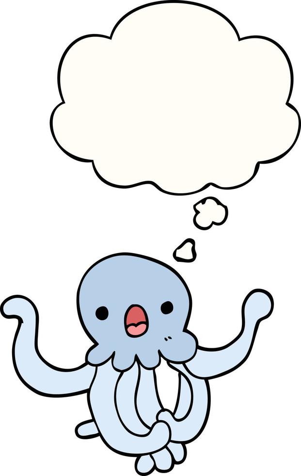 cartoon jellyfish and thought bubble vector