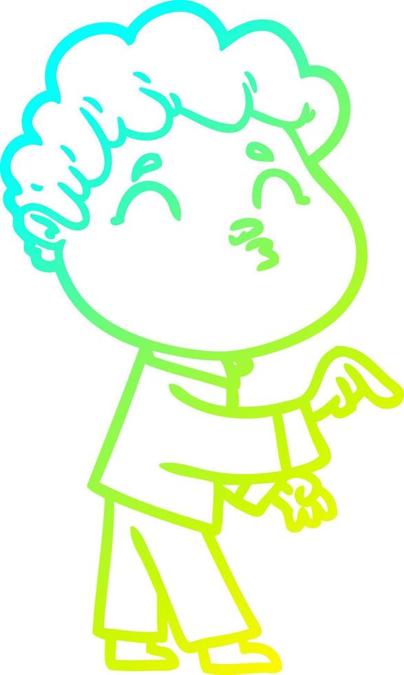 cold gradient line drawing cartoon man pouting vector