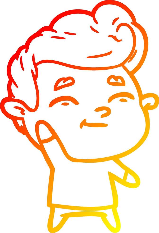 warm gradient line drawing happy cartoon man vector