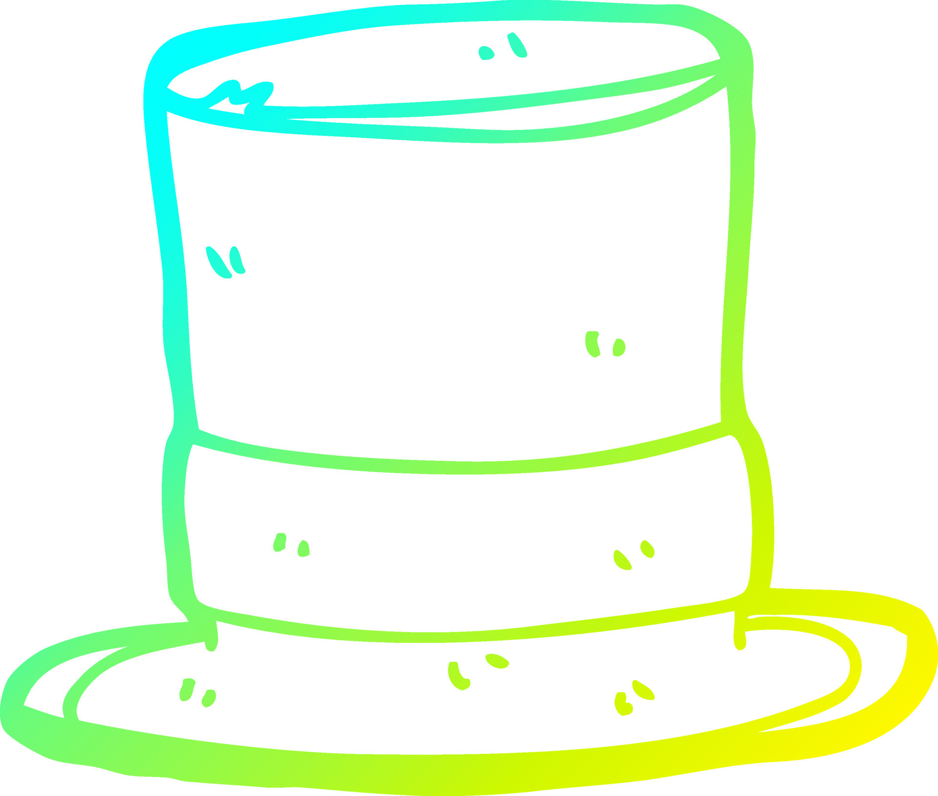 sombrero de copa de dibujos animados de dibujo de línea de gradiente