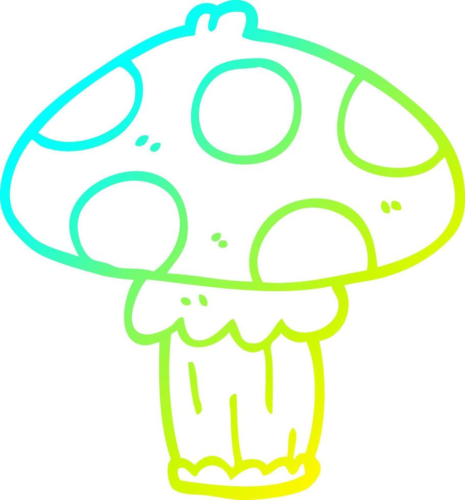 cold gradient line drawing cartoon mushroom vector