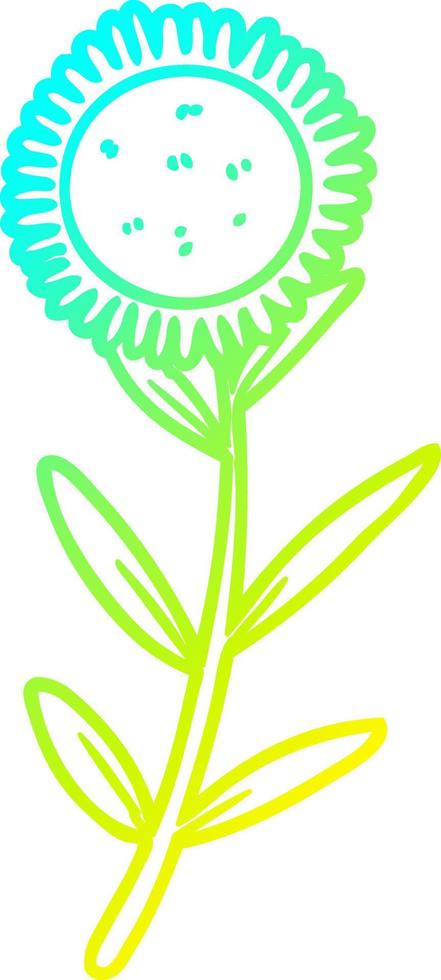 línea de gradiente frío dibujo girasol de dibujos animados vector