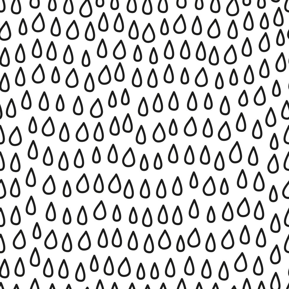 patrón sin costuras en blanco y negro con gotas de lluvia de garabatos de contorno. vector