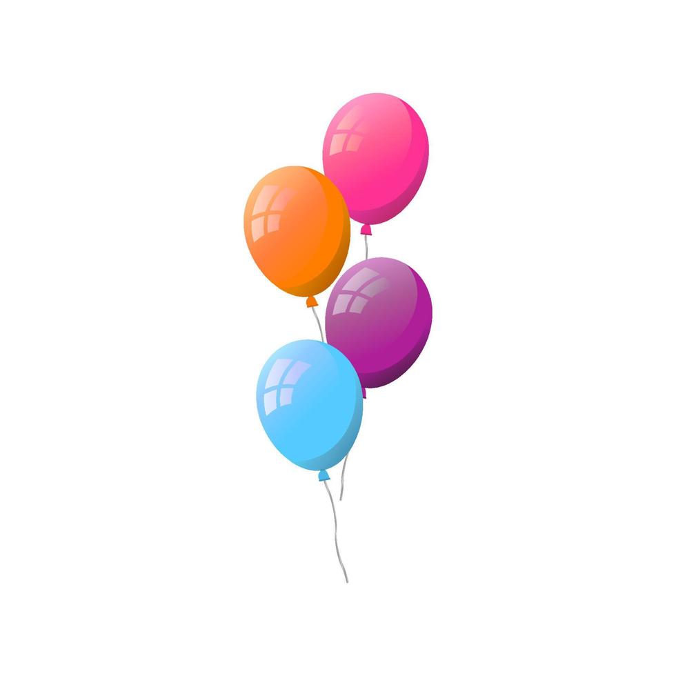 Group of colorful flat helium balloons isolated on white background. vector