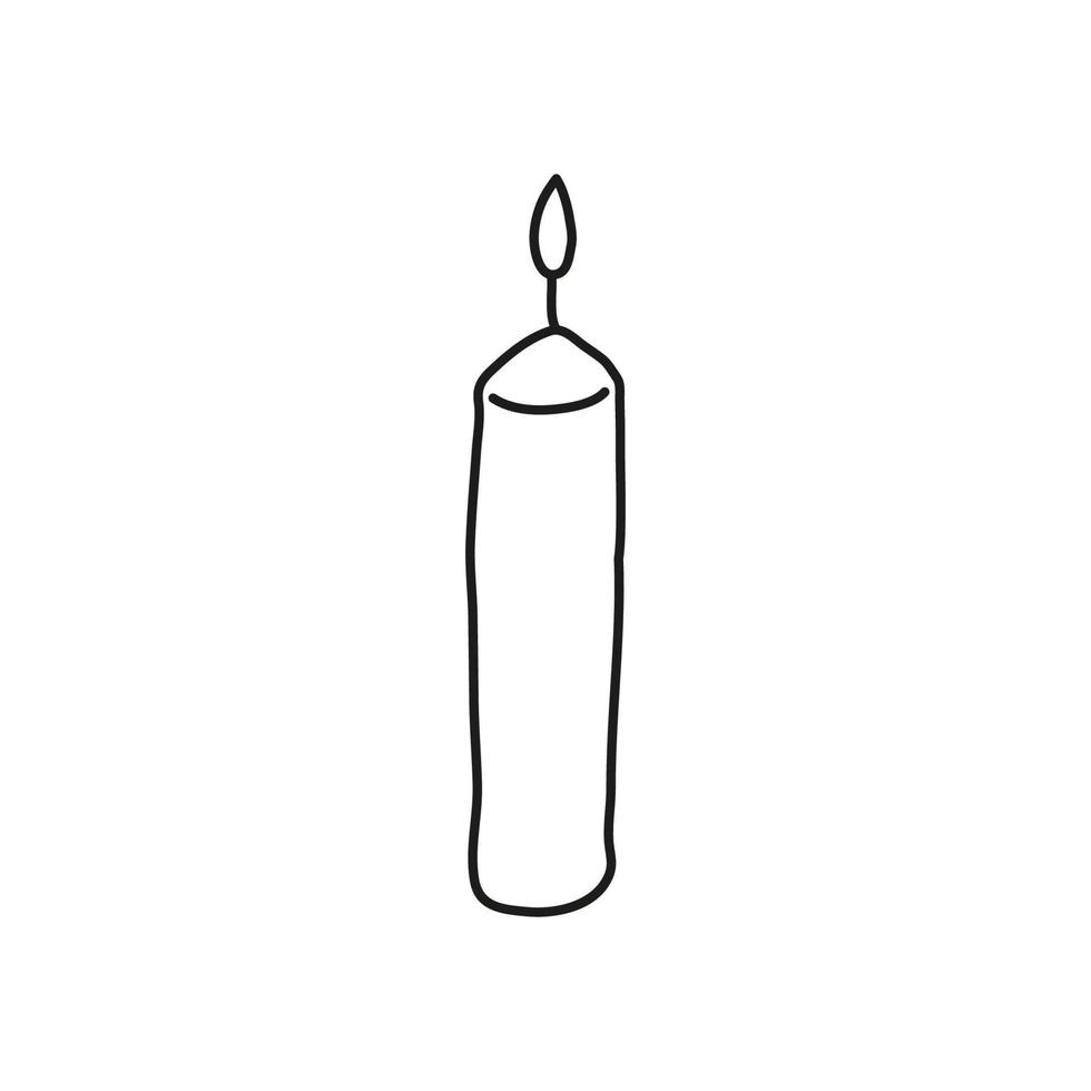 Doodle outline burning candle icon isolated on white background. vector