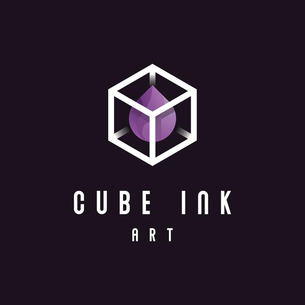 logotipo de arte de tinta de cubo vector