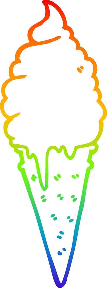 rainbow gradient line drawing cartoon ice cream vector
