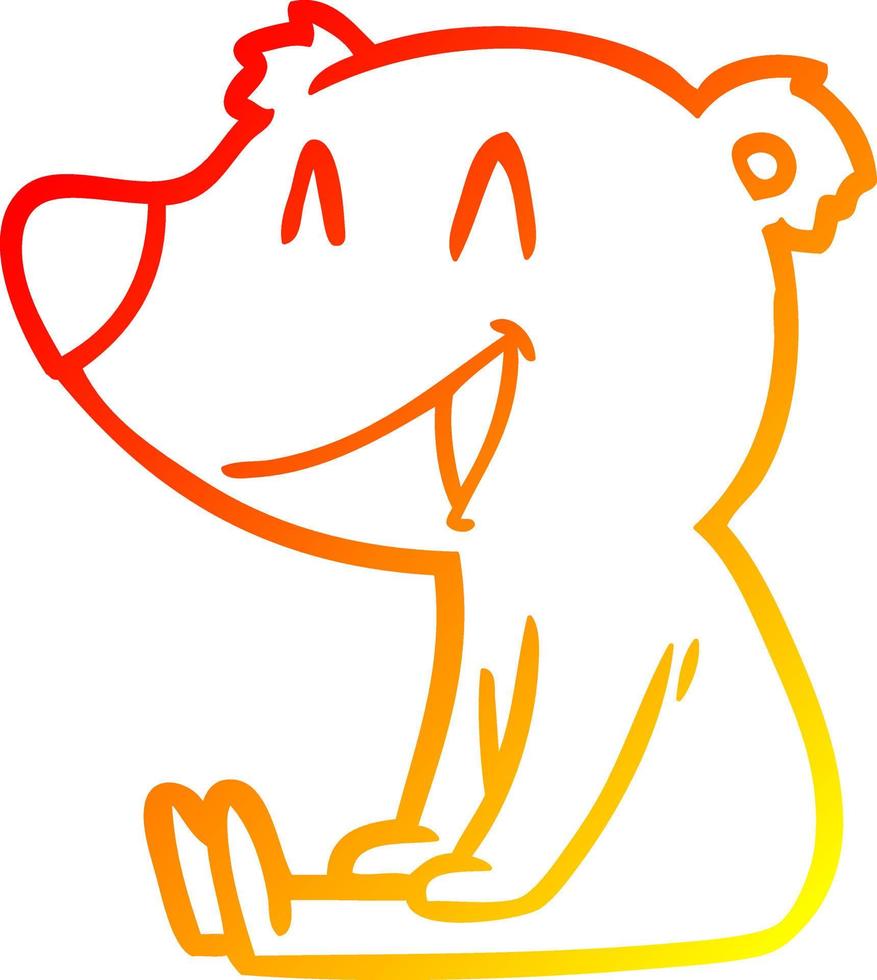 warm gradient line drawing sitting bear cartoon vector