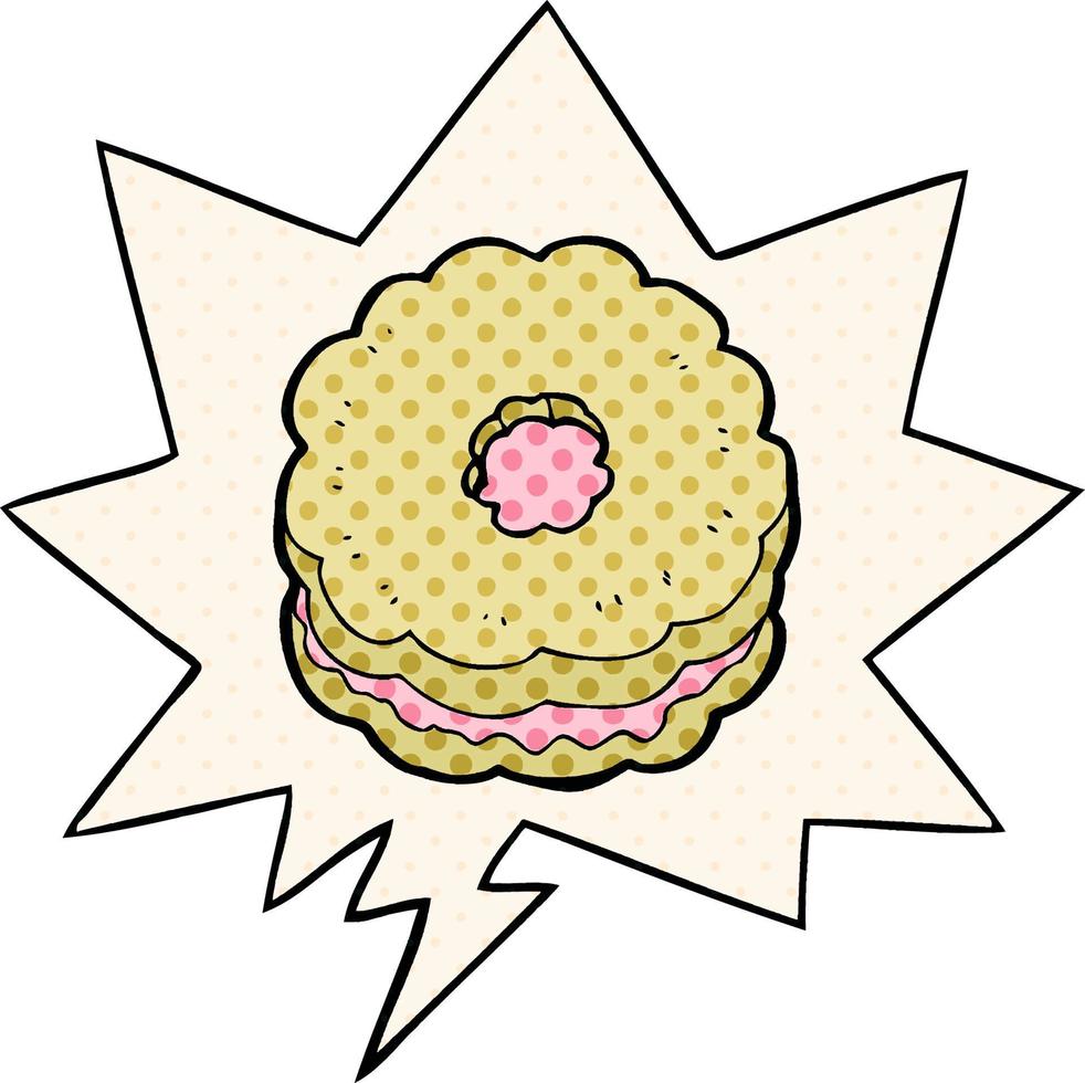 cartoon biscuit and speech bubble in comic book style vector