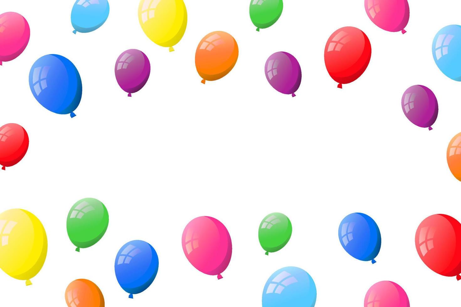 White background with flat colorful helium balloons and empty space. vector