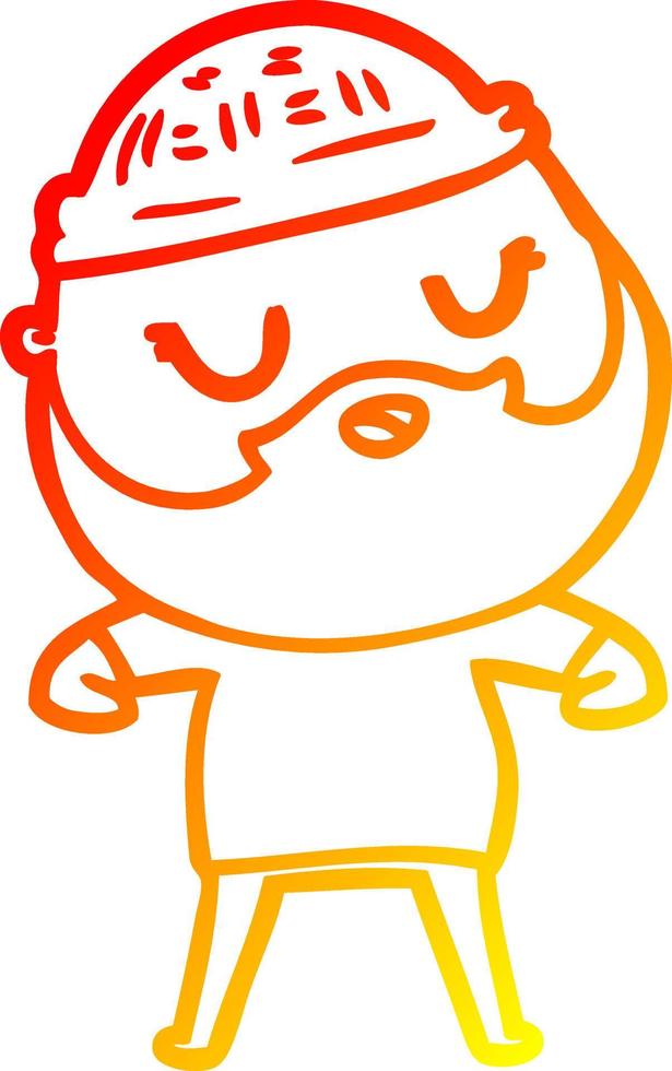 warm gradient line drawing cartoon man with beard vector