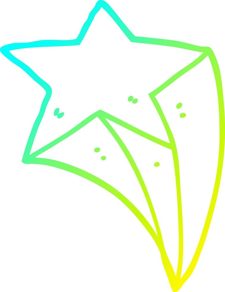 cold gradient line drawing cartoon shooting star vector