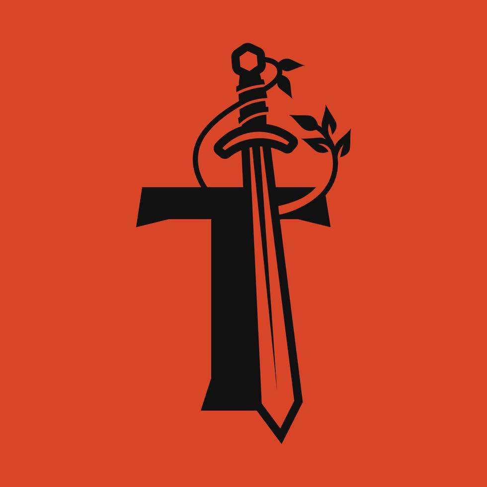 Sword Alphabet T Logo vector