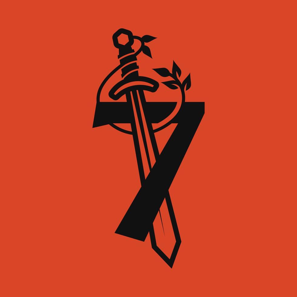 logotipo de la espada número 7 vector