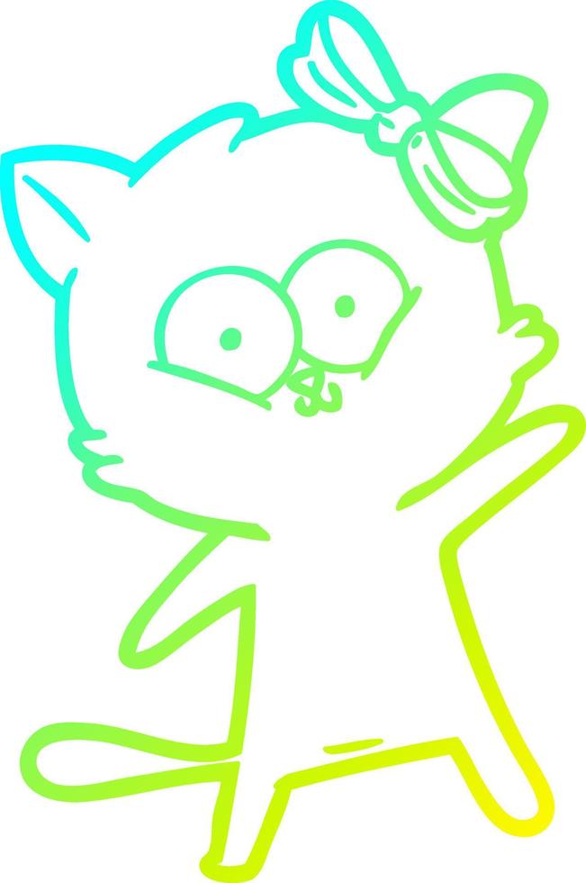 cold gradient line drawing cartoon cat vector
