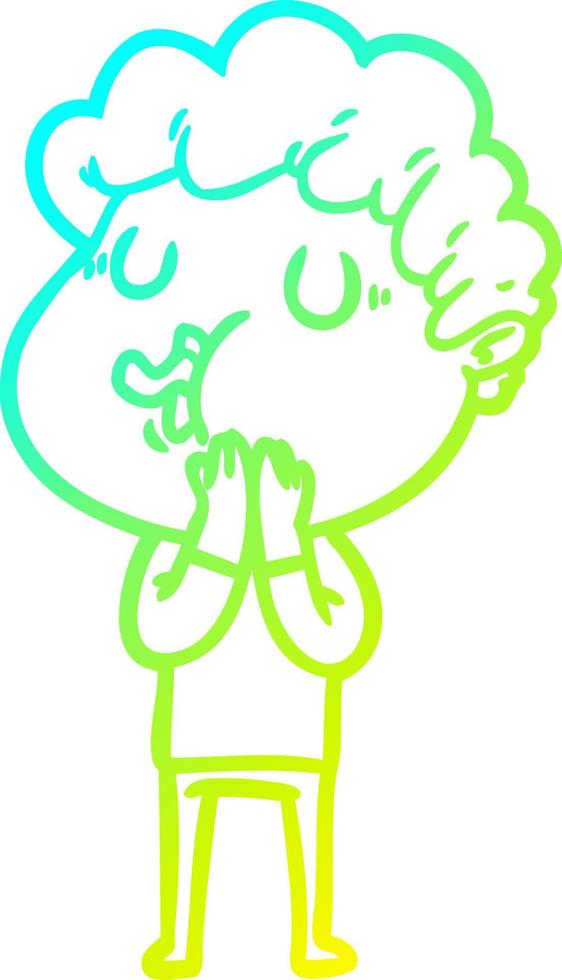 cold gradient line drawing cartoon man singing vector