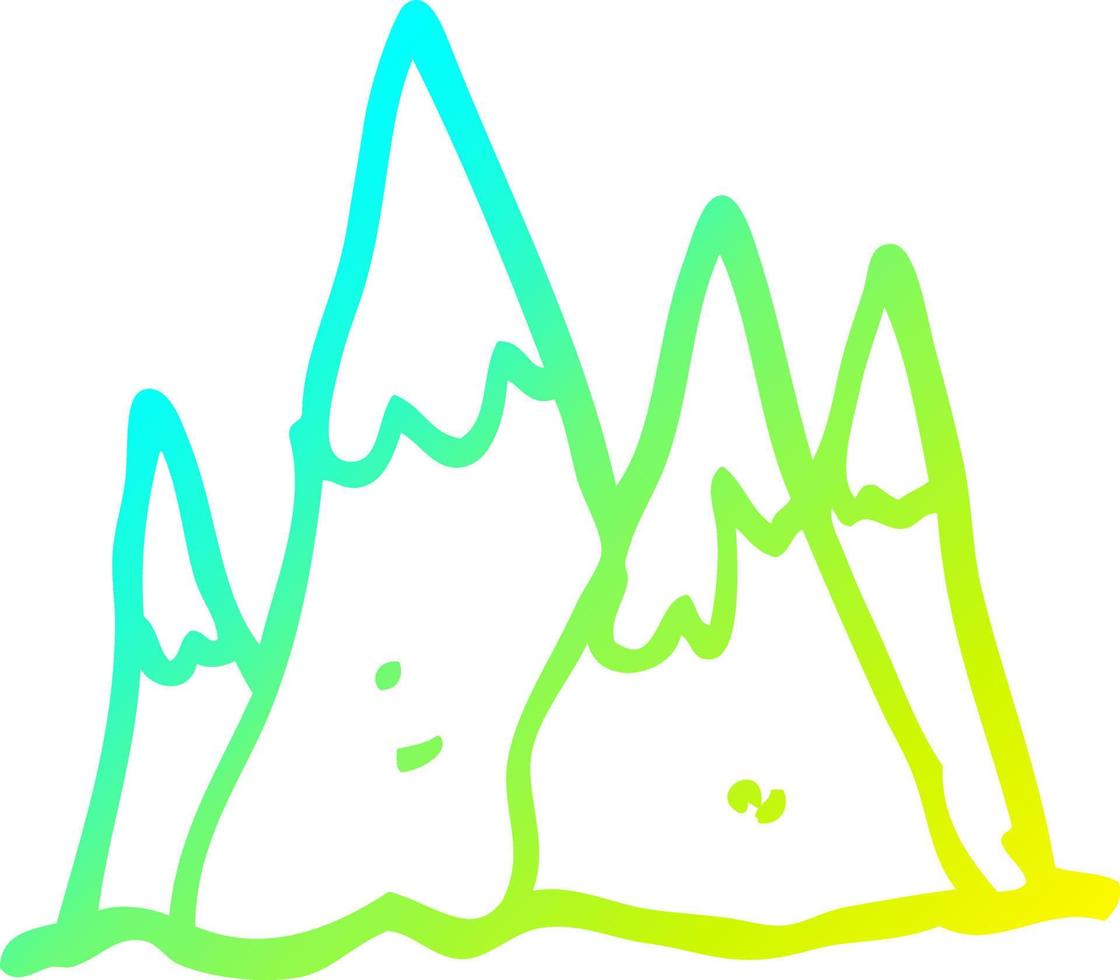 cold gradient line drawing cartoon tall mountains vector