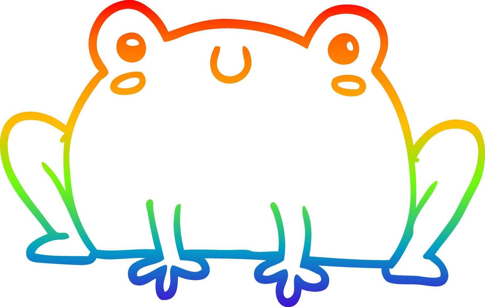 rainbow gradient line drawing cartoon frog vector