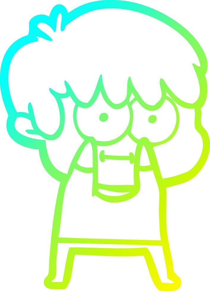 cold gradient line drawing happy cartoon man vector