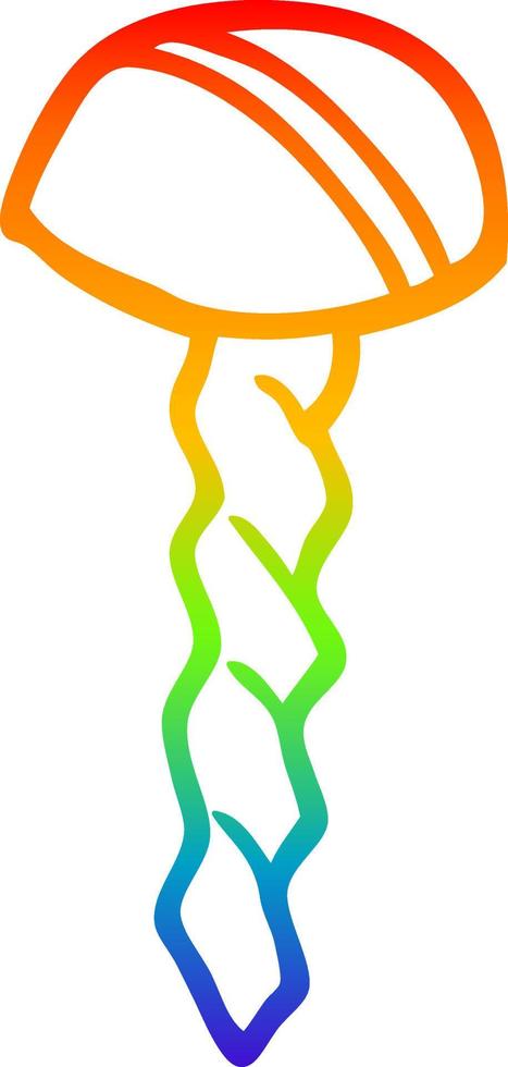 rainbow gradient line drawing cartoon old brass screw vector