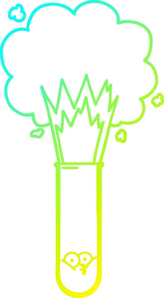 cold gradient line drawing cartoon exploding chemicals in test tube vector