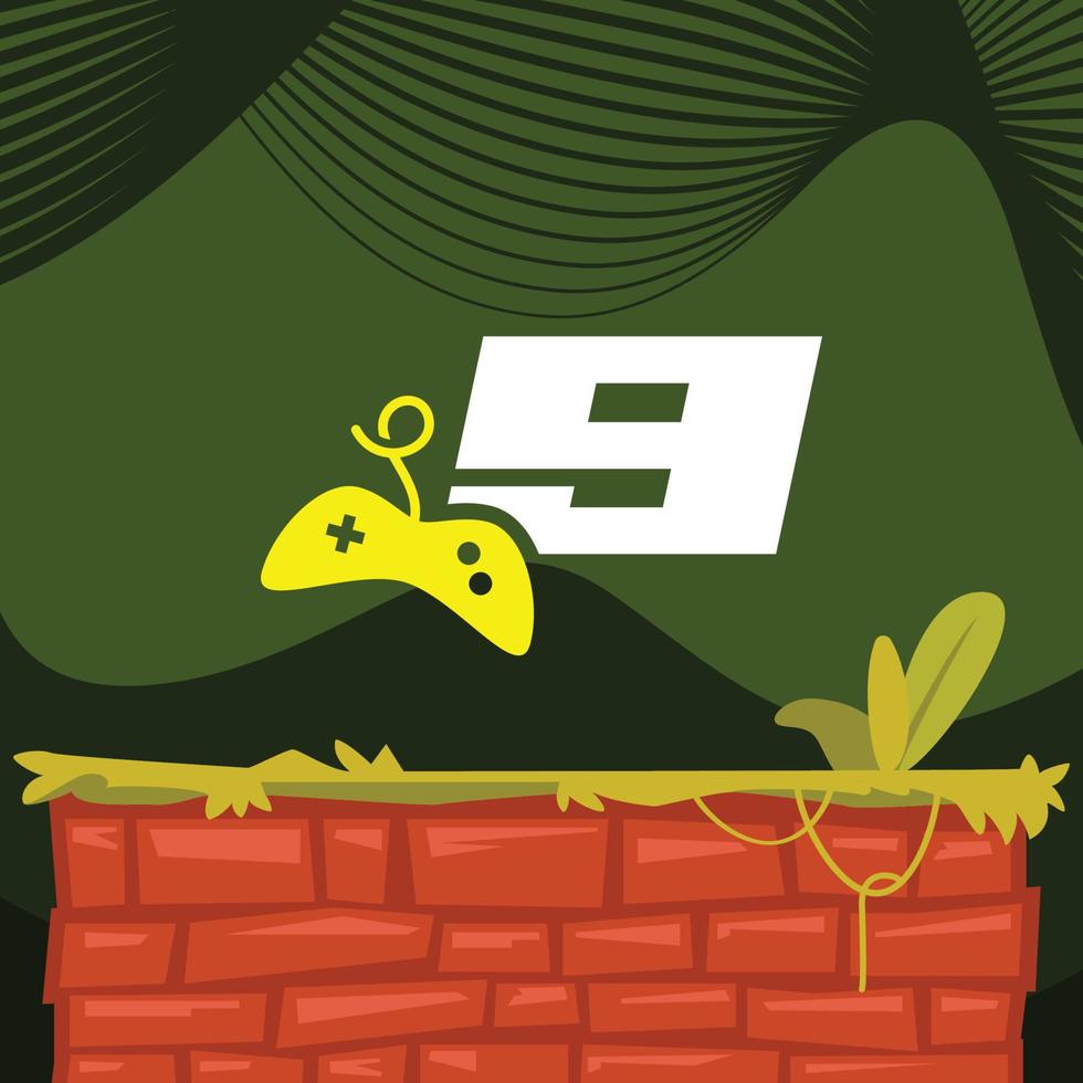 logotipo del juego número 9 vector