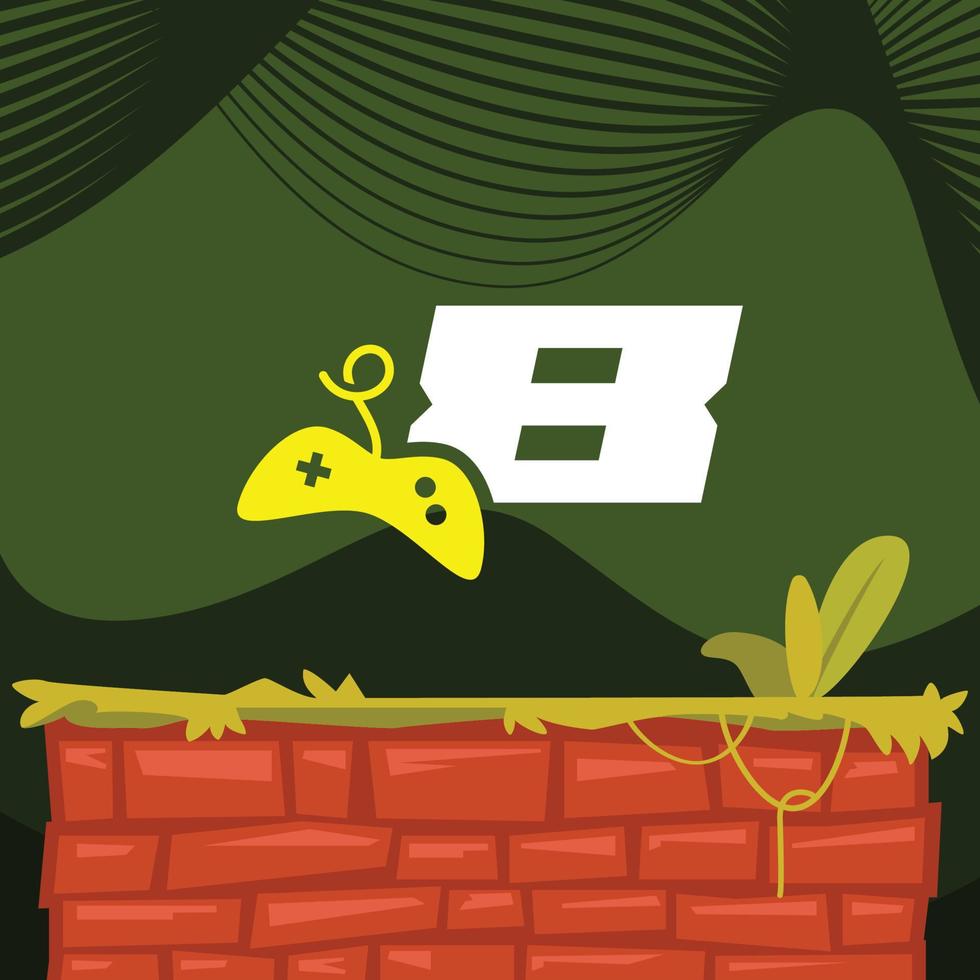logotipo del juego número 8 vector