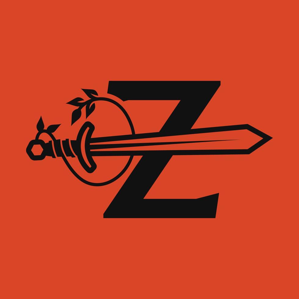 espada alfabeto z logotipo vector