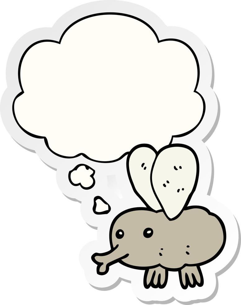 cartoon fly and thought bubble as a printed sticker vector