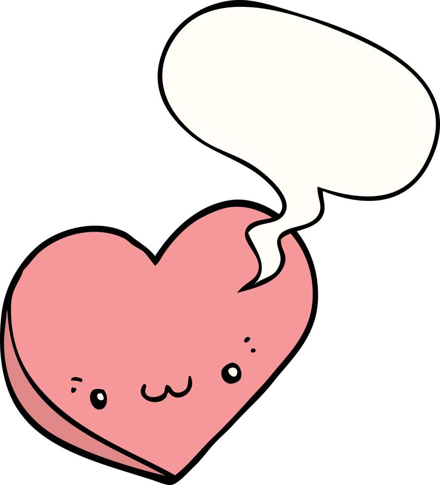 cartoon love heart and face and speech bubble vector