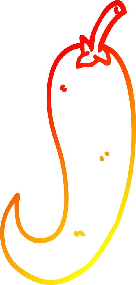 warm gradient line drawing cartoon red hot chilli pepper vector