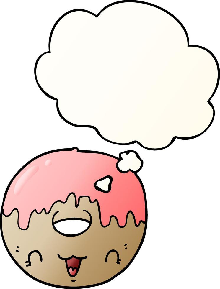 cute cartoon donut and thought bubble in smooth gradient style vector