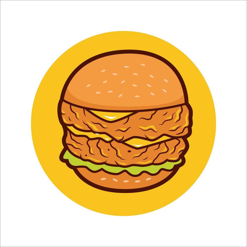 Crispy chicken burger vector illustration