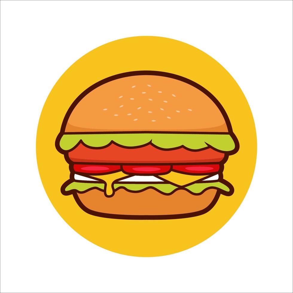 hamburguesa grande con ilustración de vector de hamburguesa con queso de fusión