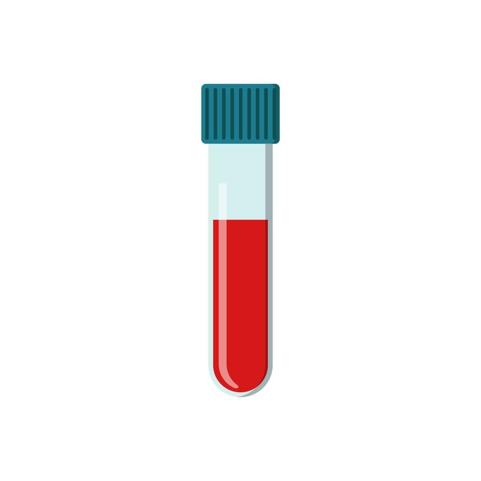 tubo de ensayo de laboratorio vectorial con sangre. comprobar icono médico aislado vector
