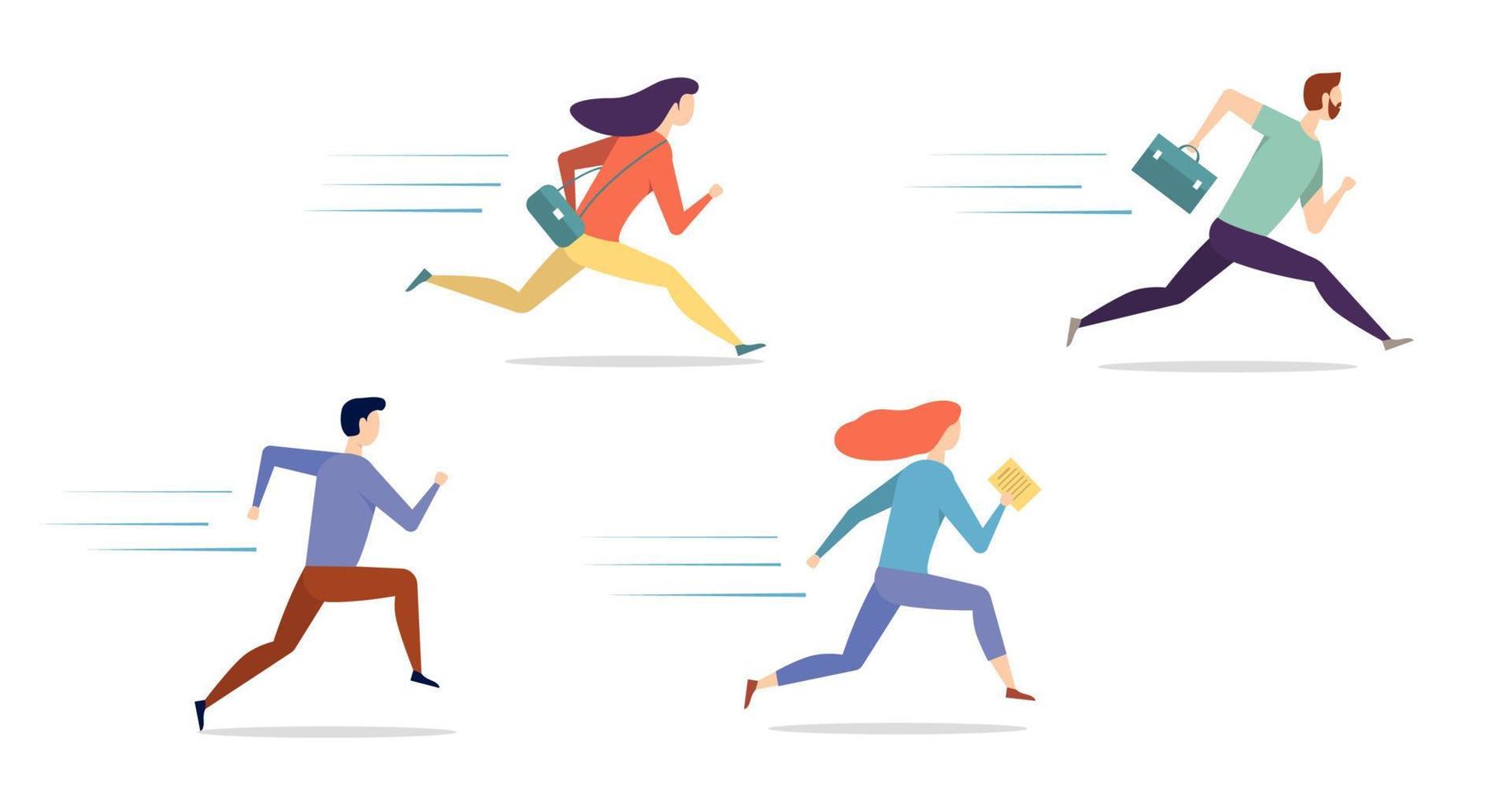 Set of vector running people in cartoon style. Flat characters run fast,  competition 8875448 Vector Art at Vecteezy