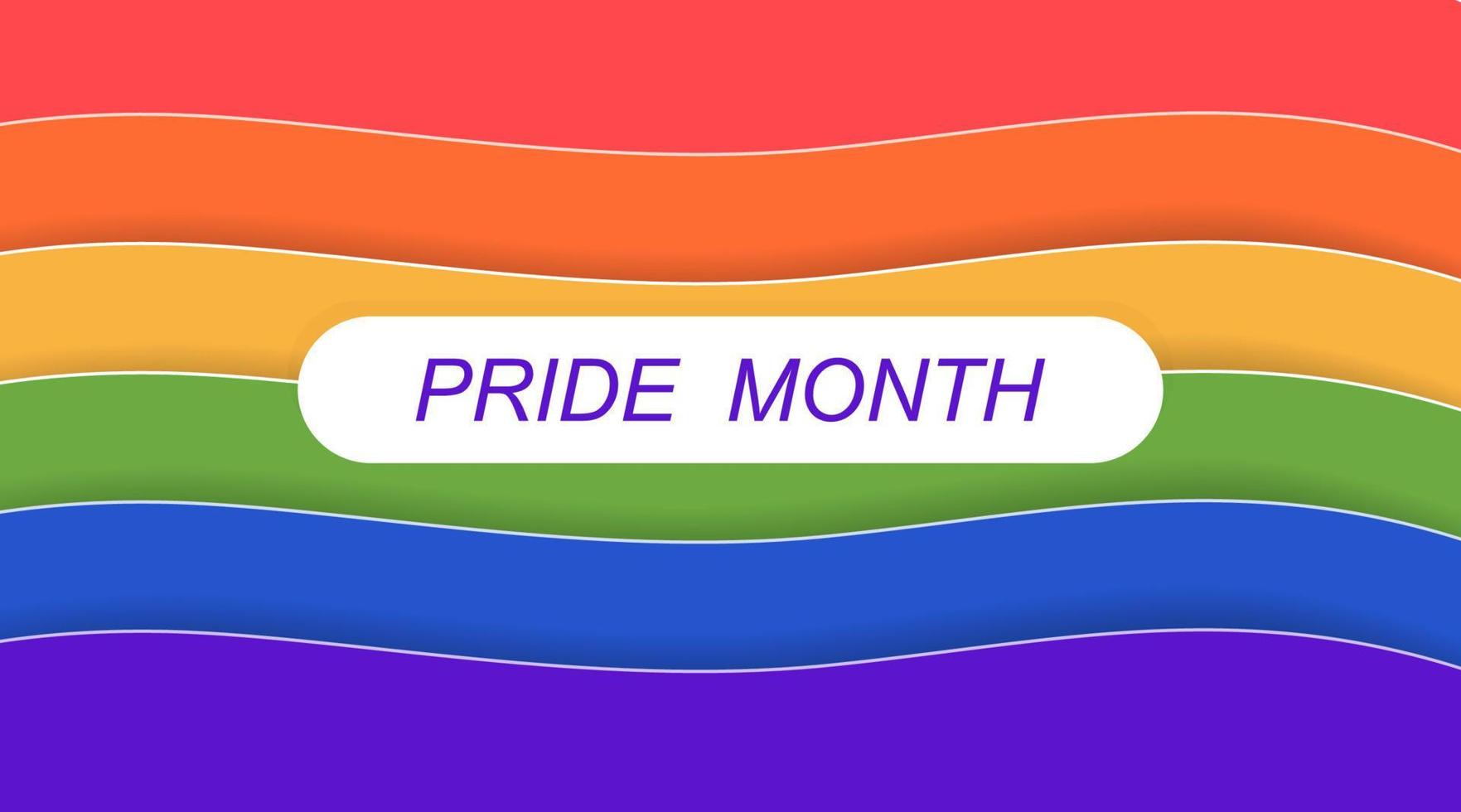 Pride Month vector background. LGBT flag in paper cut style