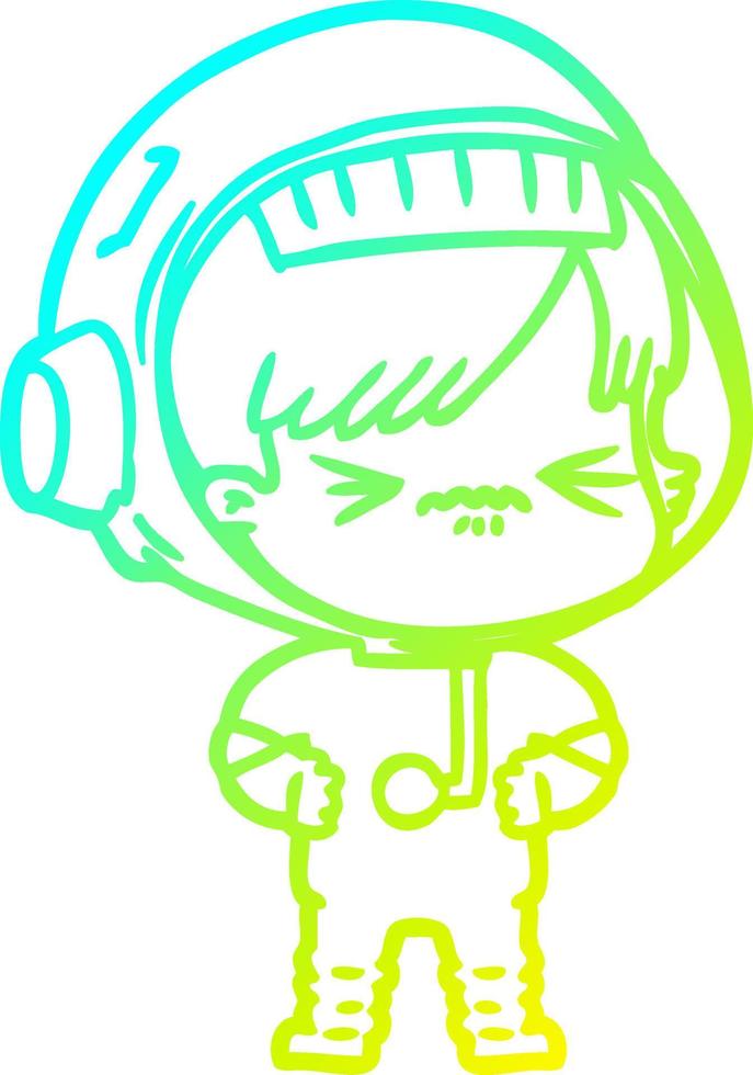 cold gradient line drawing cartoon astronaut woman vector