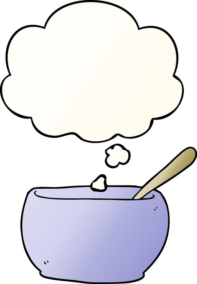 cartoon soup bowl and thought bubble in smooth gradient style vector