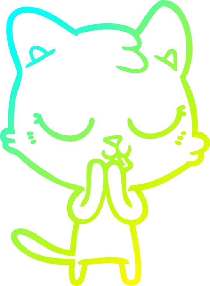 cold gradient line drawing cartoon cat vector