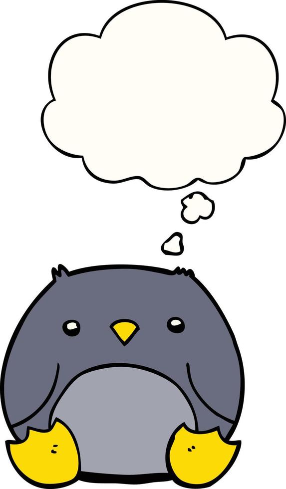 cartoon penguin and thought bubble vector