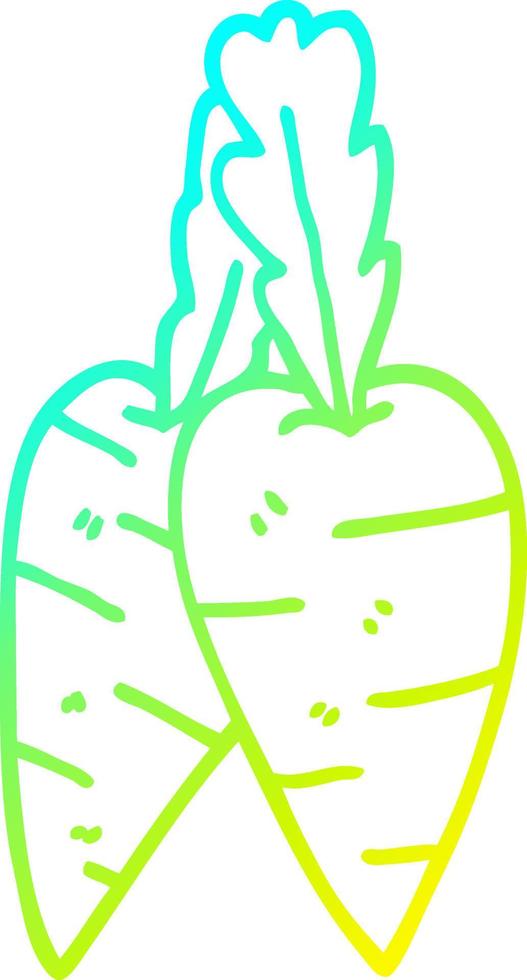 cold gradient line drawing cartoon organic carrots vector