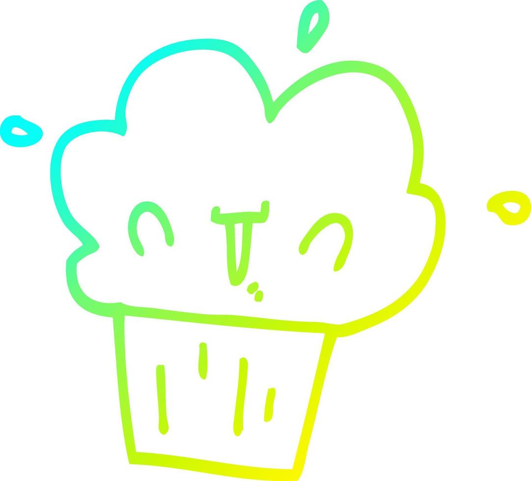 cold gradient line drawing cartoon cupcake vector