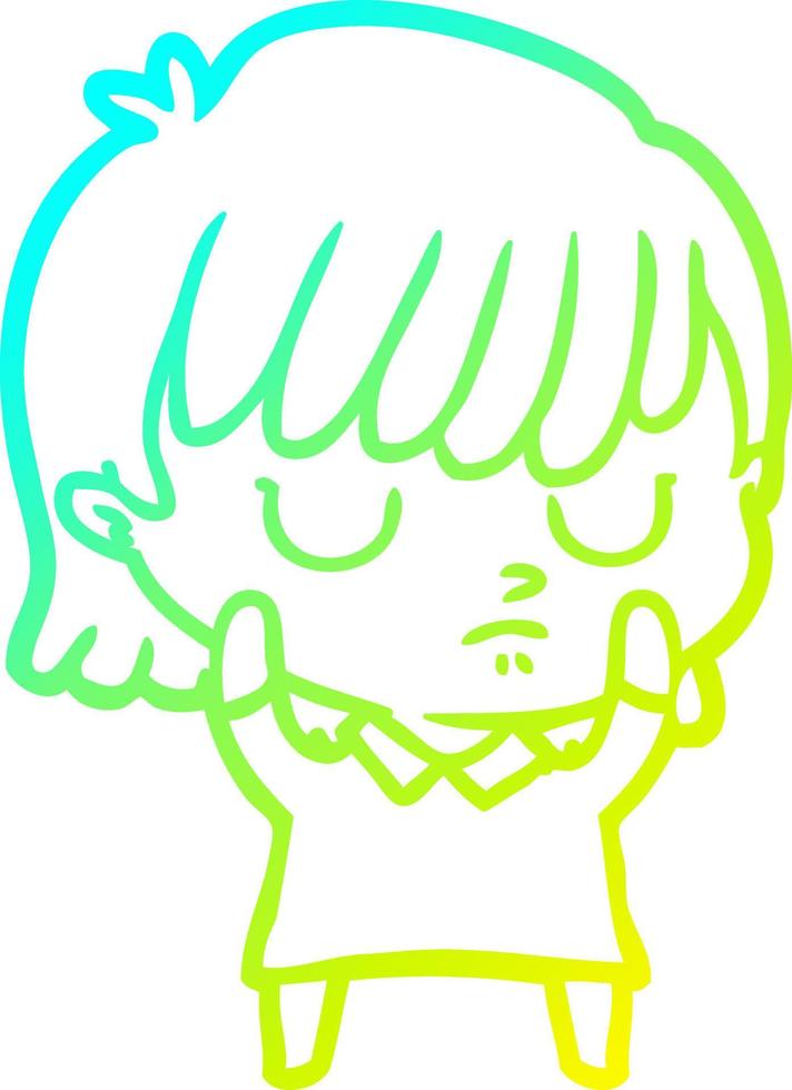 cold gradient line drawing cartoon woman vector